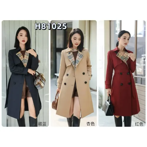 Replica Burberry Trench Coat Long Sleeved For Women #1410295 $160.00 USD for Wholesale