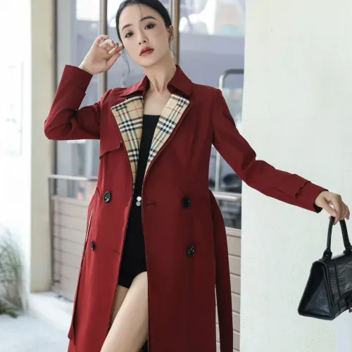 Replica Burberry Trench Coat Long Sleeved For Women #1410296 $160.00 USD for Wholesale
