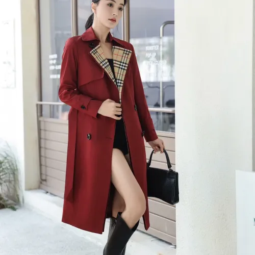 Replica Burberry Trench Coat Long Sleeved For Women #1410296 $160.00 USD for Wholesale
