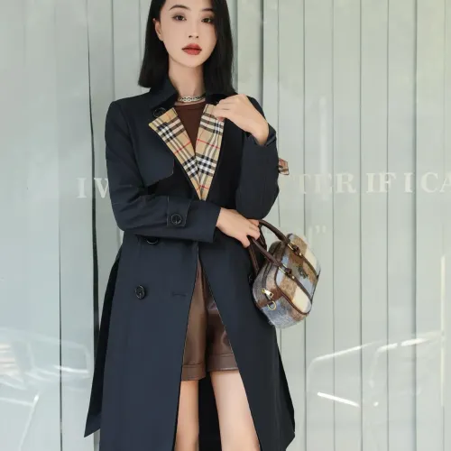 Replica Burberry Trench Coat Long Sleeved For Women #1410297 $160.00 USD for Wholesale