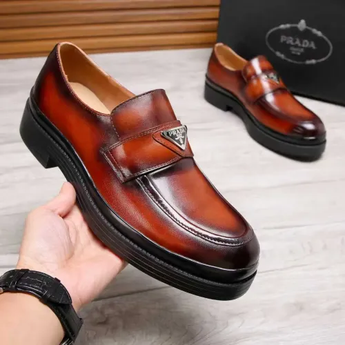 Replica Prada Leather Shoes For Men #1416115 $100.00 USD for Wholesale
