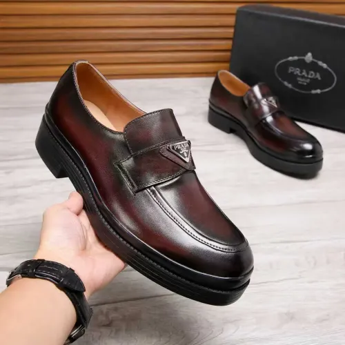 Replica Prada Leather Shoes For Men #1416116 $100.00 USD for Wholesale