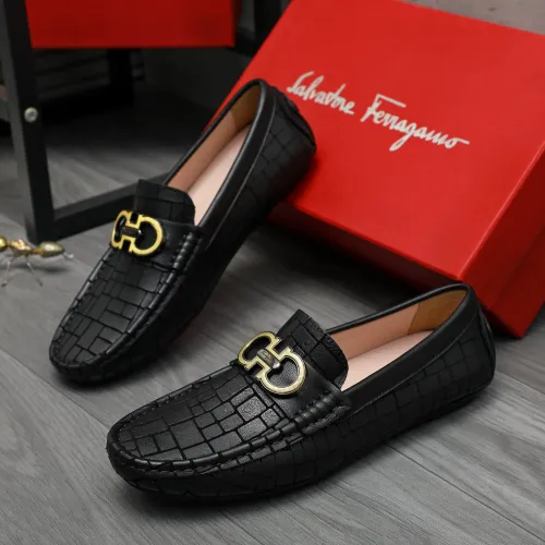 Replica Salvatore Ferragamo Leather Shoes For Men #1416442 $76.00 USD for Wholesale