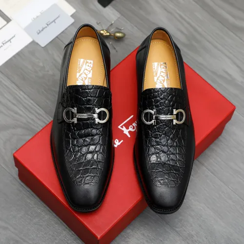 Replica Salvatore Ferragamo Leather Shoes For Men #1416545 $88.00 USD for Wholesale