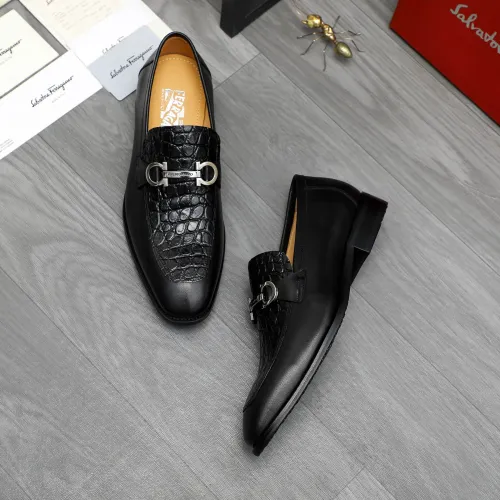 Replica Salvatore Ferragamo Leather Shoes For Men #1416545 $88.00 USD for Wholesale