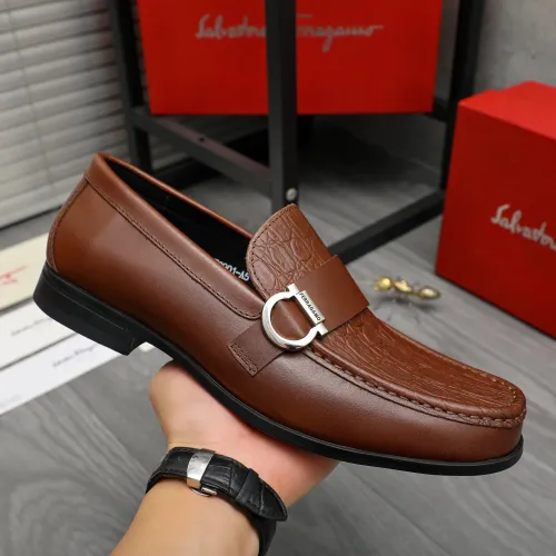 Replica Salvatore Ferragamo Leather Shoes For Men #1416546 $88.00 USD for Wholesale