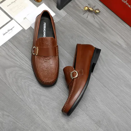 Replica Salvatore Ferragamo Leather Shoes For Men #1416546 $88.00 USD for Wholesale