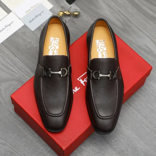 Replica Salvatore Ferragamo Leather Shoes For Men #1416552 $88.00 USD for Wholesale