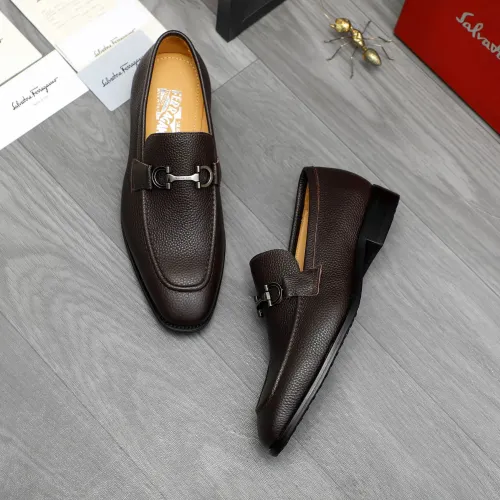 Replica Salvatore Ferragamo Leather Shoes For Men #1416552 $88.00 USD for Wholesale