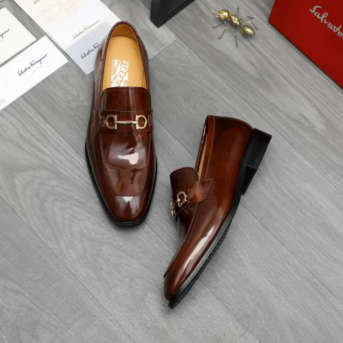 Replica Salvatore Ferragamo Leather Shoes For Men #1416566 $88.00 USD for Wholesale