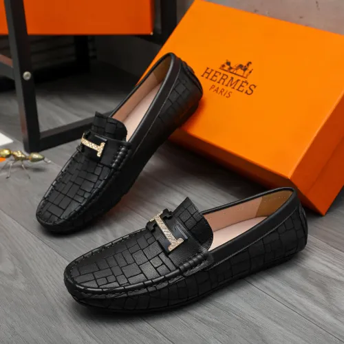 Replica Hermes Leather Shoes For Men #1416937 $76.00 USD for Wholesale