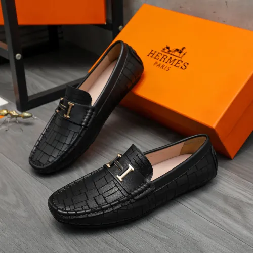 Replica Hermes Leather Shoes For Men #1416938 $76.00 USD for Wholesale
