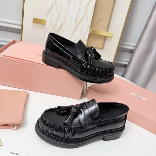 MIU MIU Leather Shoes For Women #1417427 $108.00 USD, Wholesale Replica MIU MIU Leather Shoes