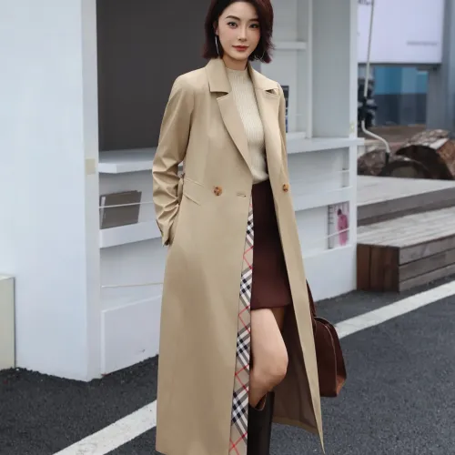 Replica Burberry Trench Coat Long Sleeved For Women #1419552 $170.00 USD for Wholesale