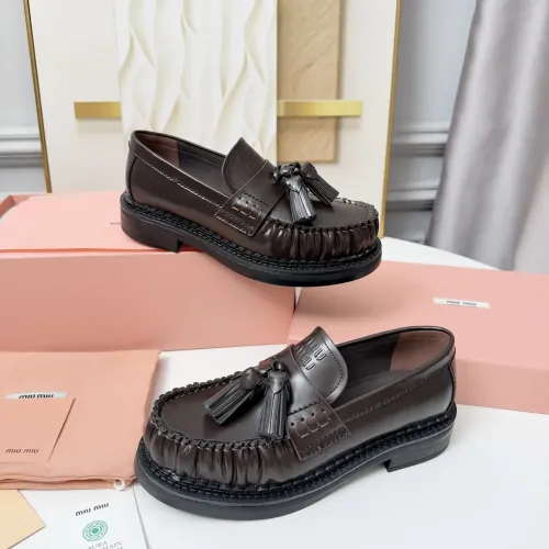 MIU MIU Leather Shoes For Women #1431850 $108.00 USD, Wholesale Replica MIU MIU Leather Shoes