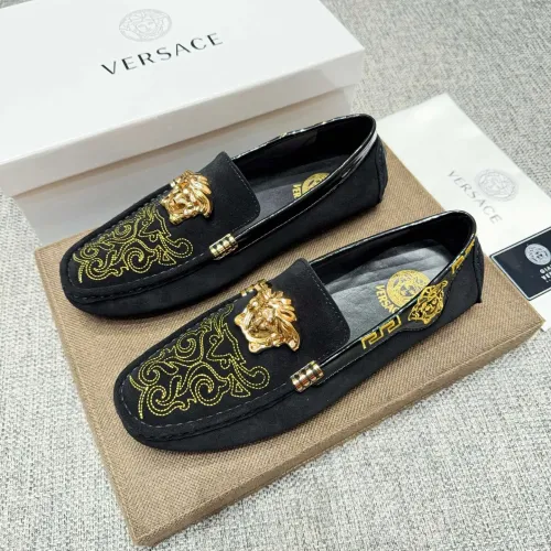 Versace Leather Shoes For Men #1433298 $85.00 USD, Wholesale Replica Versace Leather Shoes