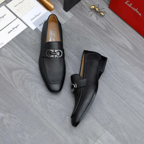Replica Salvatore Ferragamo Leather Shoes For Men #1433547 $108.00 USD for Wholesale