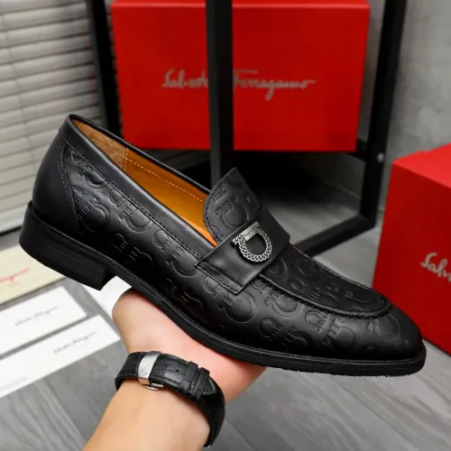 Replica Salvatore Ferragamo Leather Shoes For Men #1433629 $88.00 USD for Wholesale