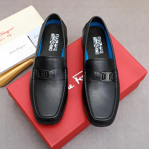 Replica Salvatore Ferragamo Leather Shoes For Men #1434141 $88.00 USD for Wholesale