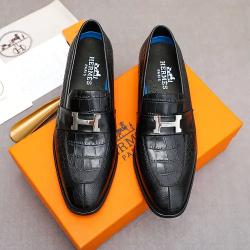 Replica Hermes Leather Shoes For Men #1434145 $88.00 USD for Wholesale