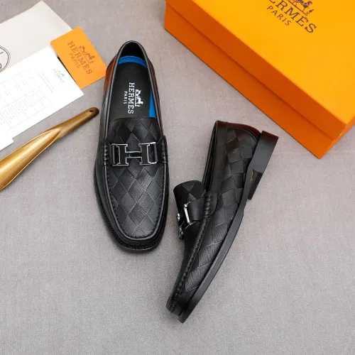 Replica Hermes Leather Shoes For Men #1434146 $92.00 USD for Wholesale