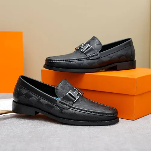 Replica Hermes Leather Shoes For Men #1434146 $92.00 USD for Wholesale